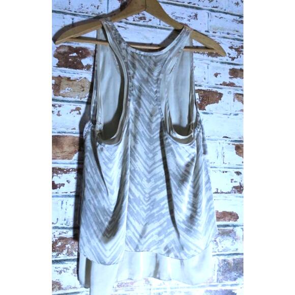 LC Lauren Conrad Satin Layered Chevron Stripe Tank Blouse in Turtledove - Picture 6 of 6